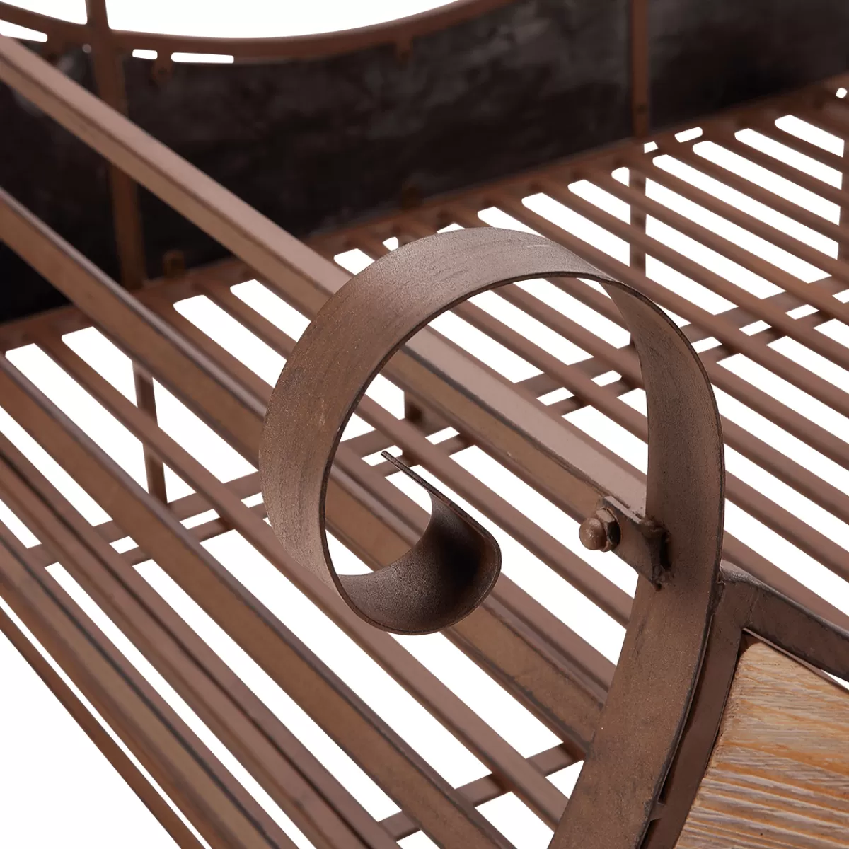 DecoWoerner Luge Décorative Rustique Vintage 166 X 109 X 111 Cm En Bois Et Métal