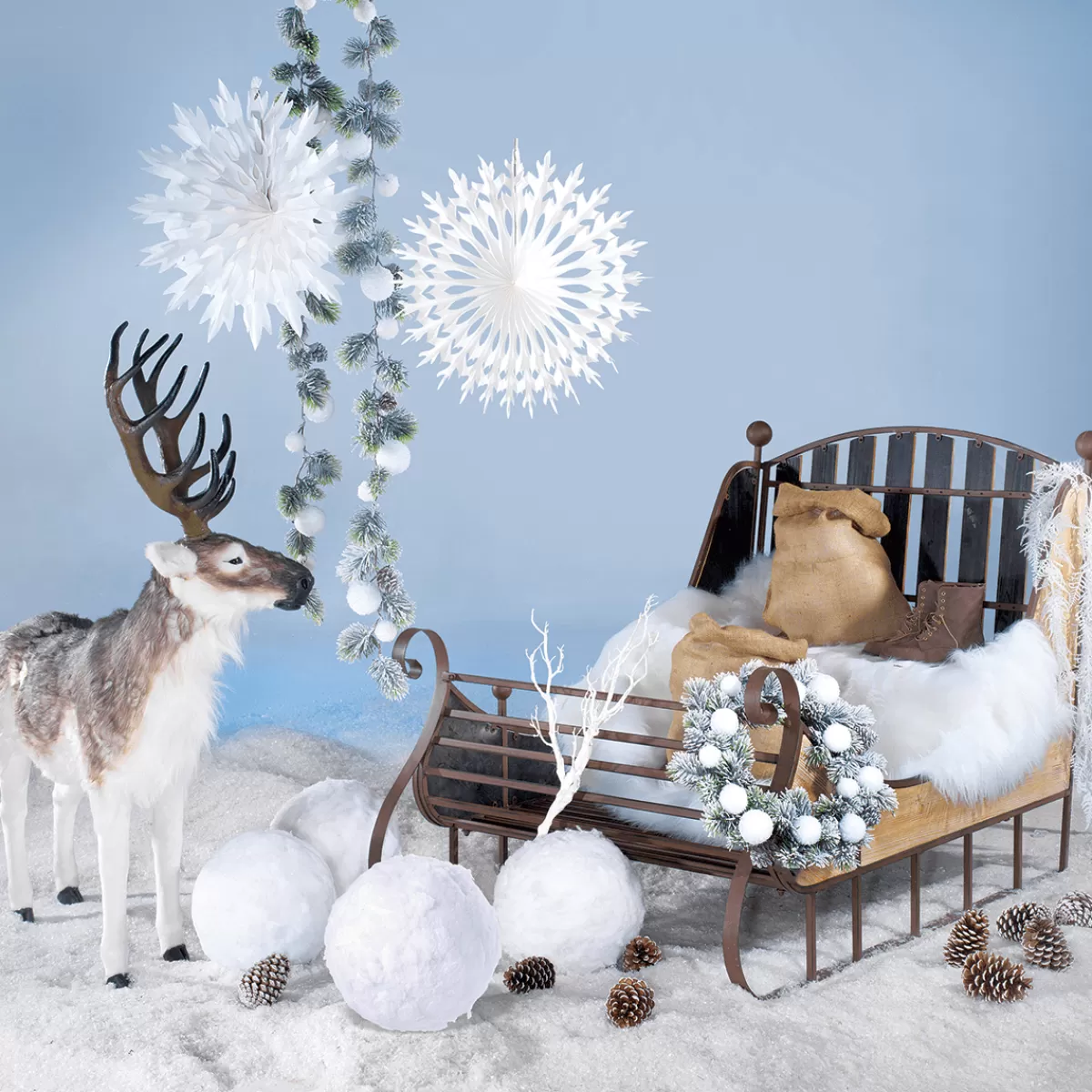 DecoWoerner Luge Décorative Rustique Vintage 166 X 109 X 111 Cm En Bois Et Métal