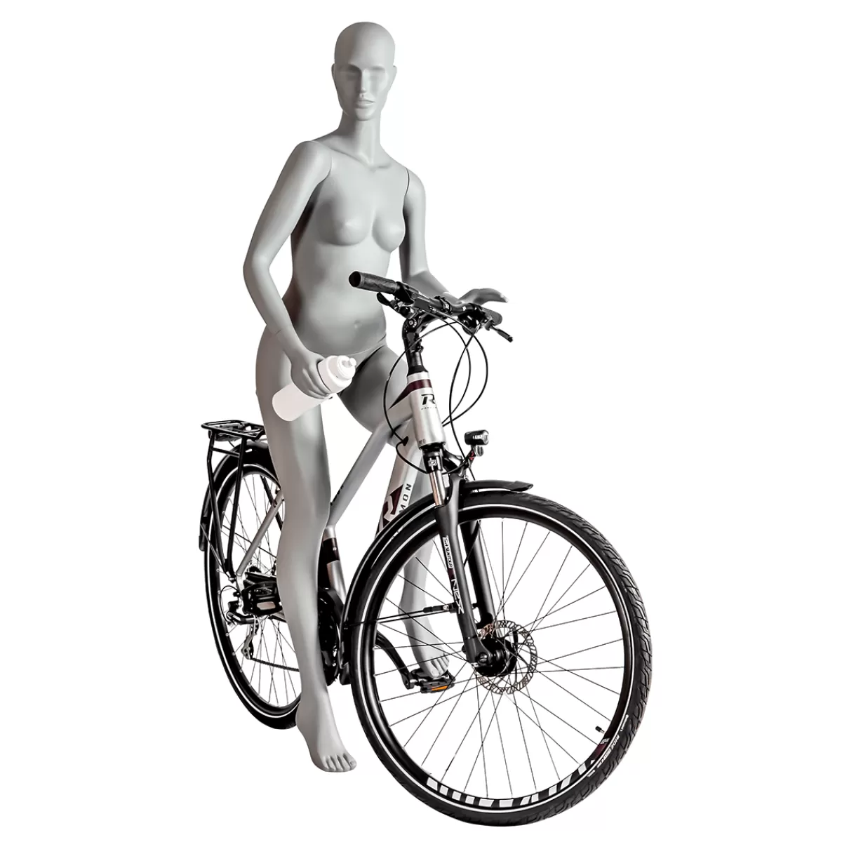 DecoWoerner Mannequin Sport Femme Cycliste, Randonneur - Jambe Gauche Levée & Bras Gauche Plié