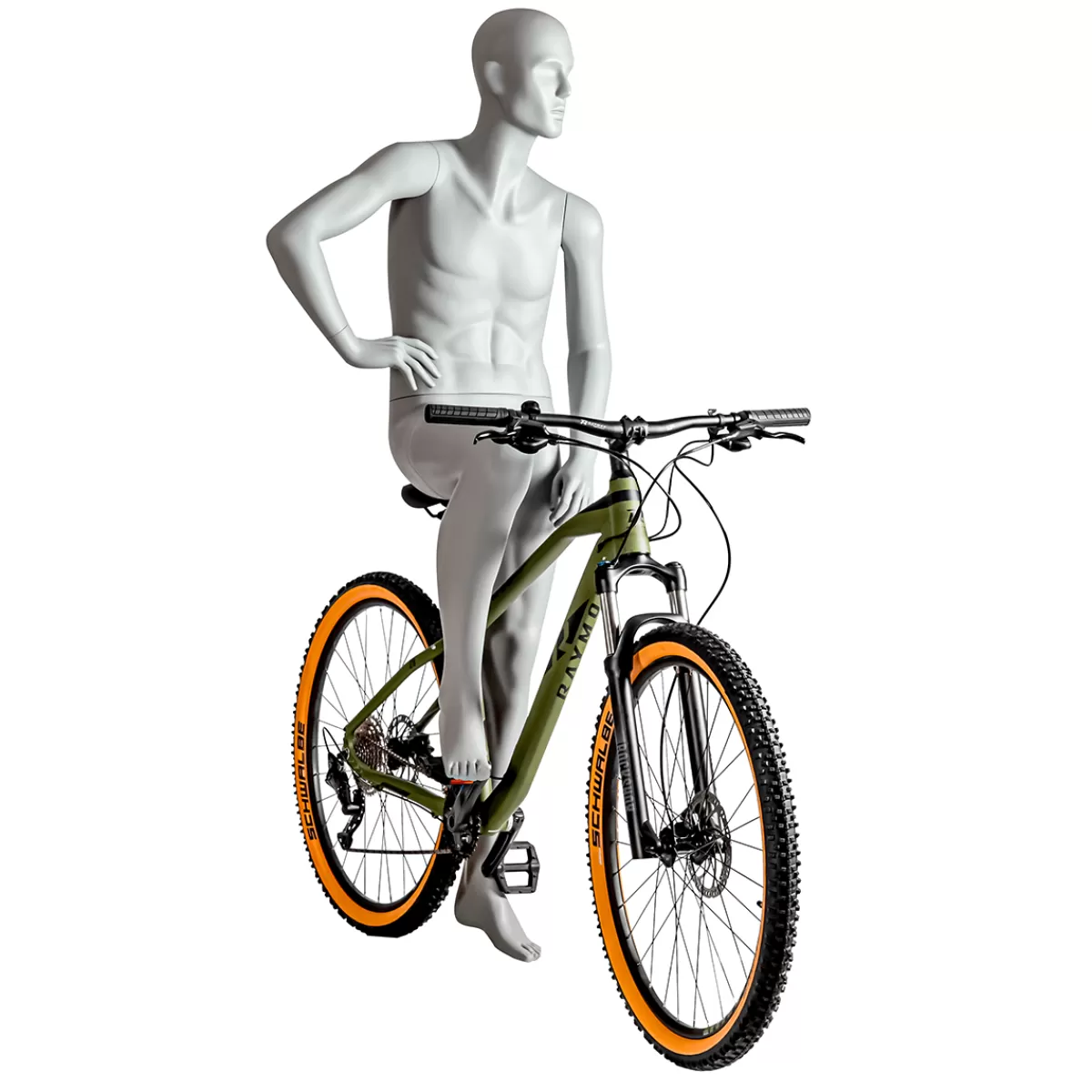 DecoWoerner Mannequin Sport Homme Cycliste, Randonneur - Jambe Droite Levée & Bras Droit Plié