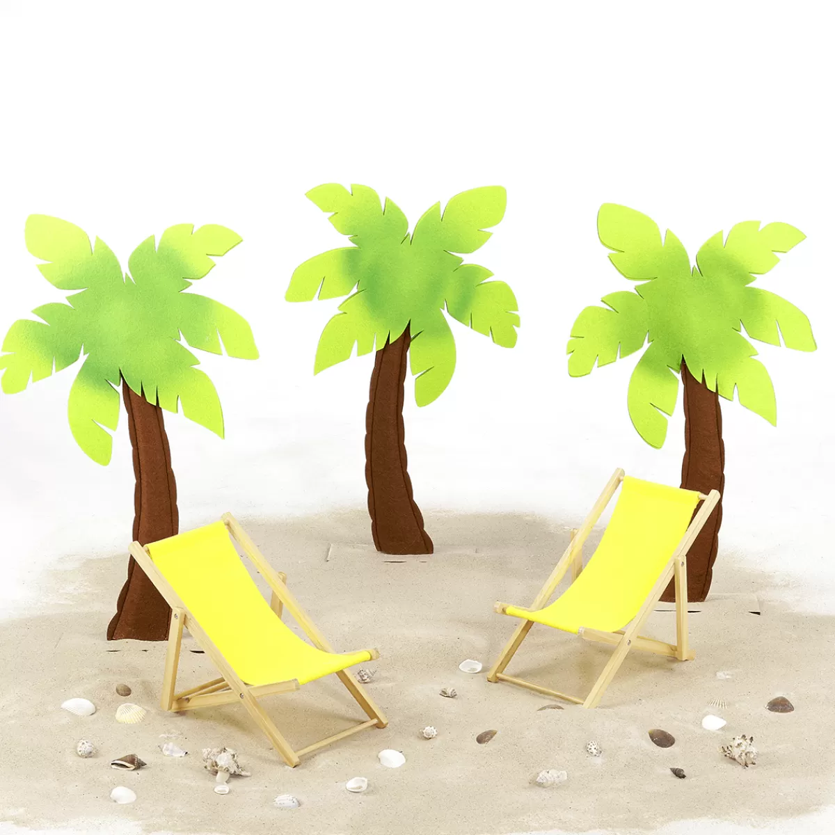 DecoWoerner Palmier Décoratif En Feutre Sur Socle En Bois 53,50 Cm