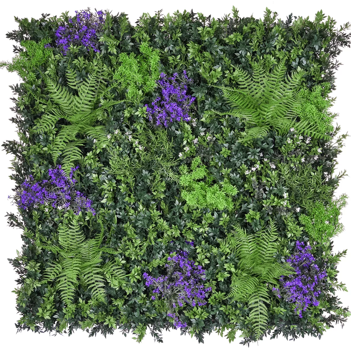 DecoWoerner Panneau De Plantes Artificielles MIX Fougère Avec Fleurs Violettes B1