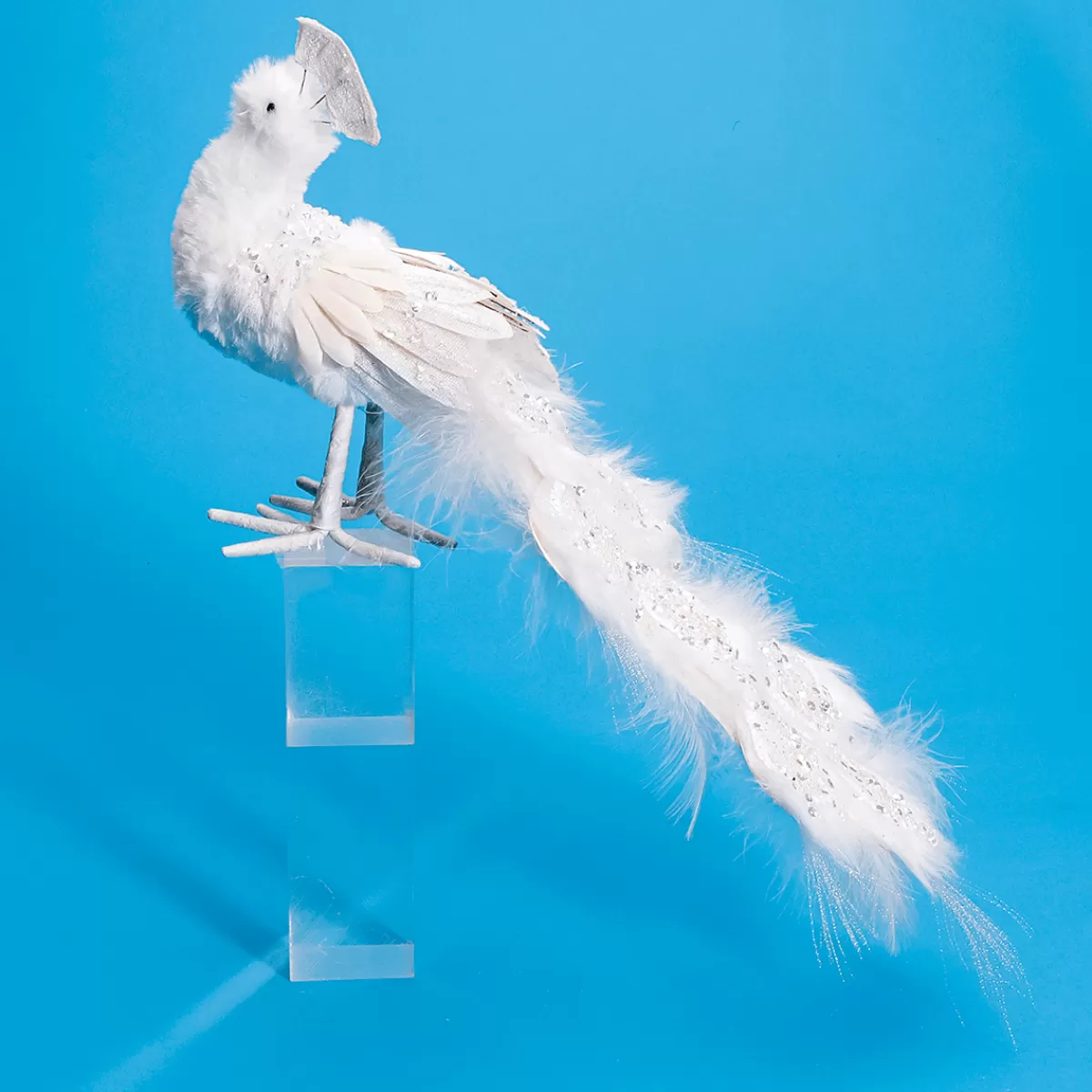 DecoWoerner Paon Déco Oiseau Avec Paillettes 7 X 40 X 20 Cm