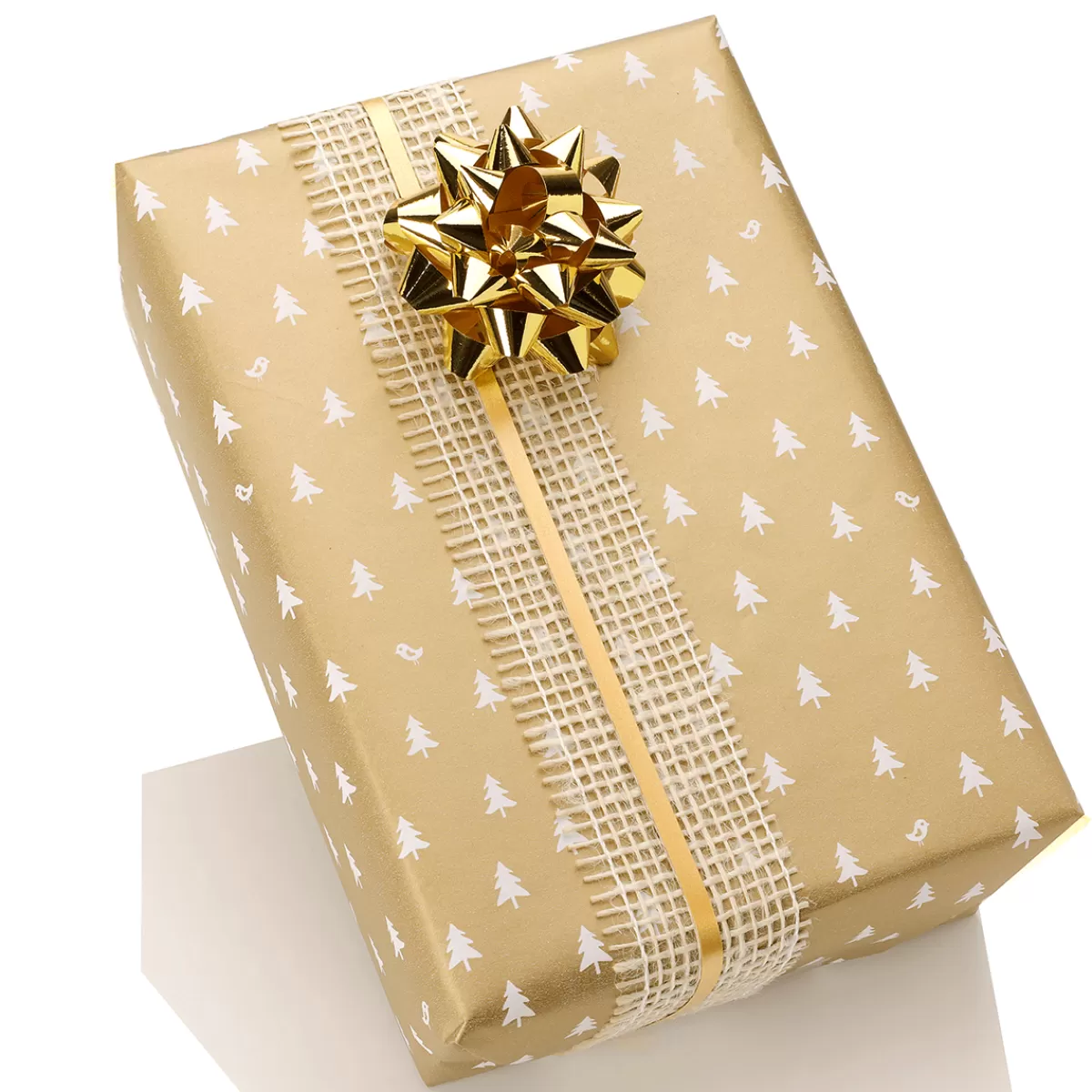 DecoWoerner Papier Cadeau De Noël Dé Durable Avec Sapins Blancs - Rouleau De Papier Cadeau De 50 M