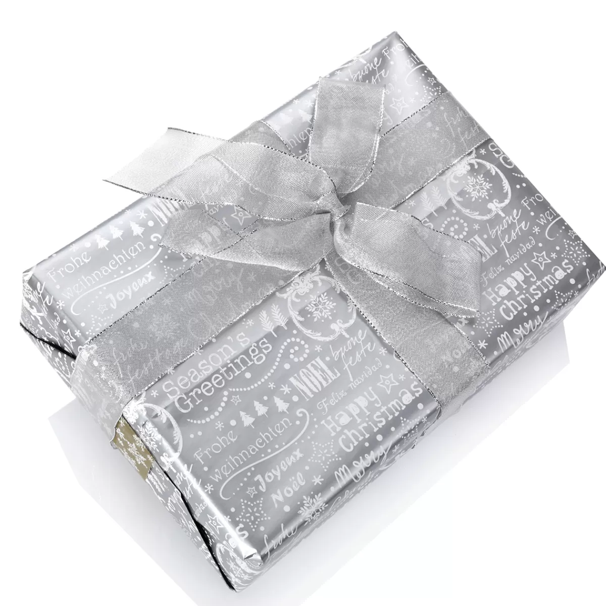 DecoWoerner Papier Cadeau Double Face & Argent Avec Symboles De Noël - 50 M De Papier Cadeau En Rouleau