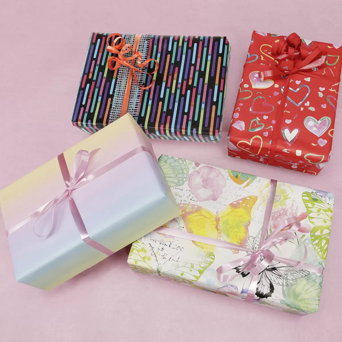 DecoWoerner Papier Cadeau Durable Coeurs Multicolores, , 50 Cm X 50 M