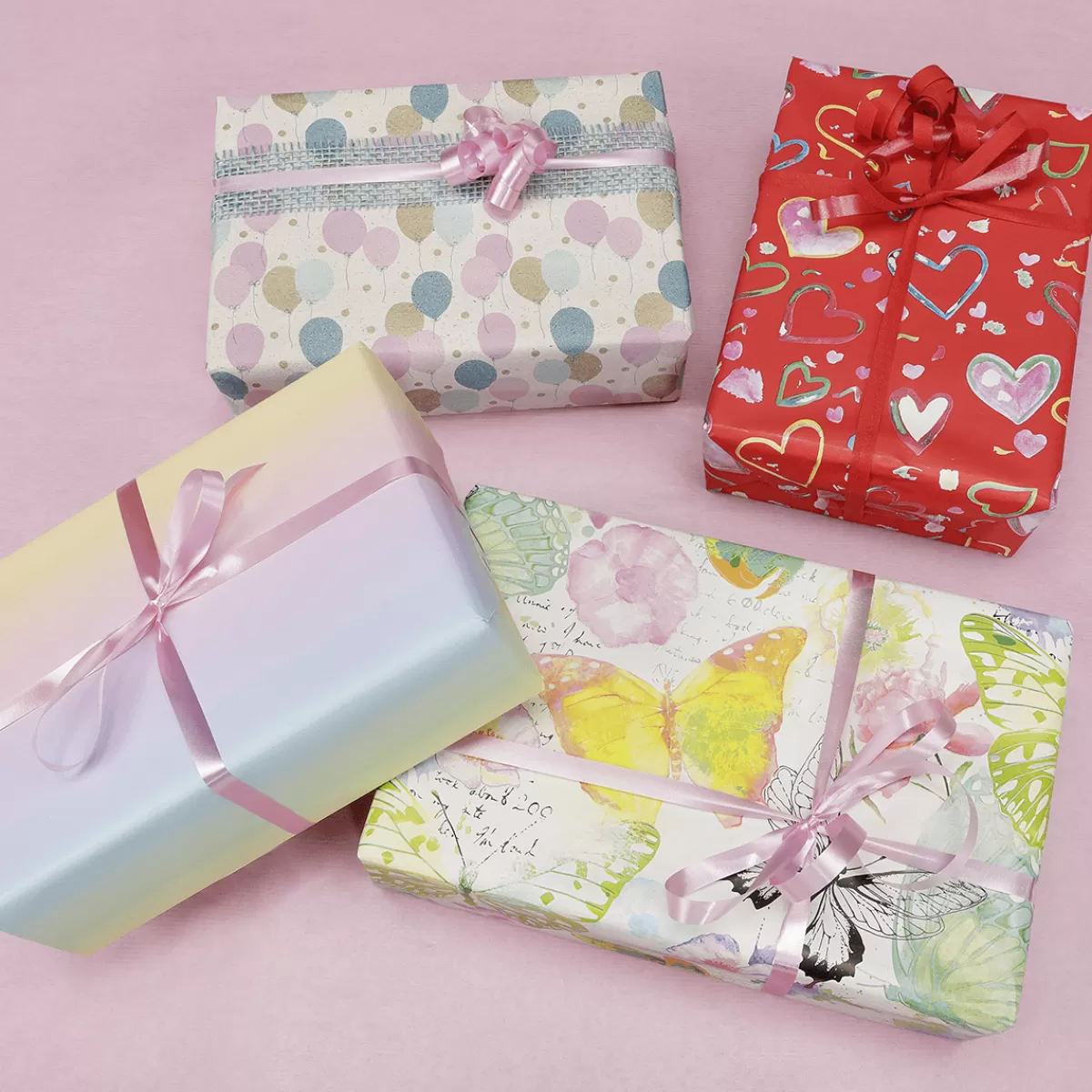 DecoWoerner Papier Cadeau Durable Coeurs Multicolores, , 50 Cm X 50 M