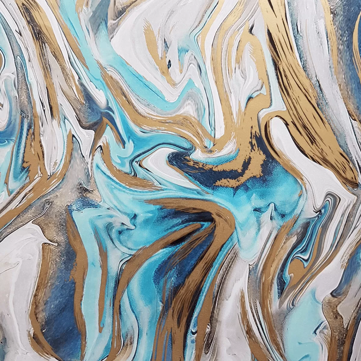 DecoWoerner Papier Cadeau Durable Marbré Bleu & Or - Rouleau De 50 M De Papier Cadeau