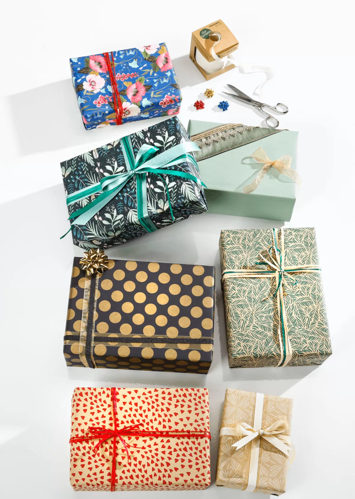 DecoWoerner Papier Kraft Recyclé Avec Motifs Géométriques Blancs - Rouleau De 50 M De Papier Cadeau