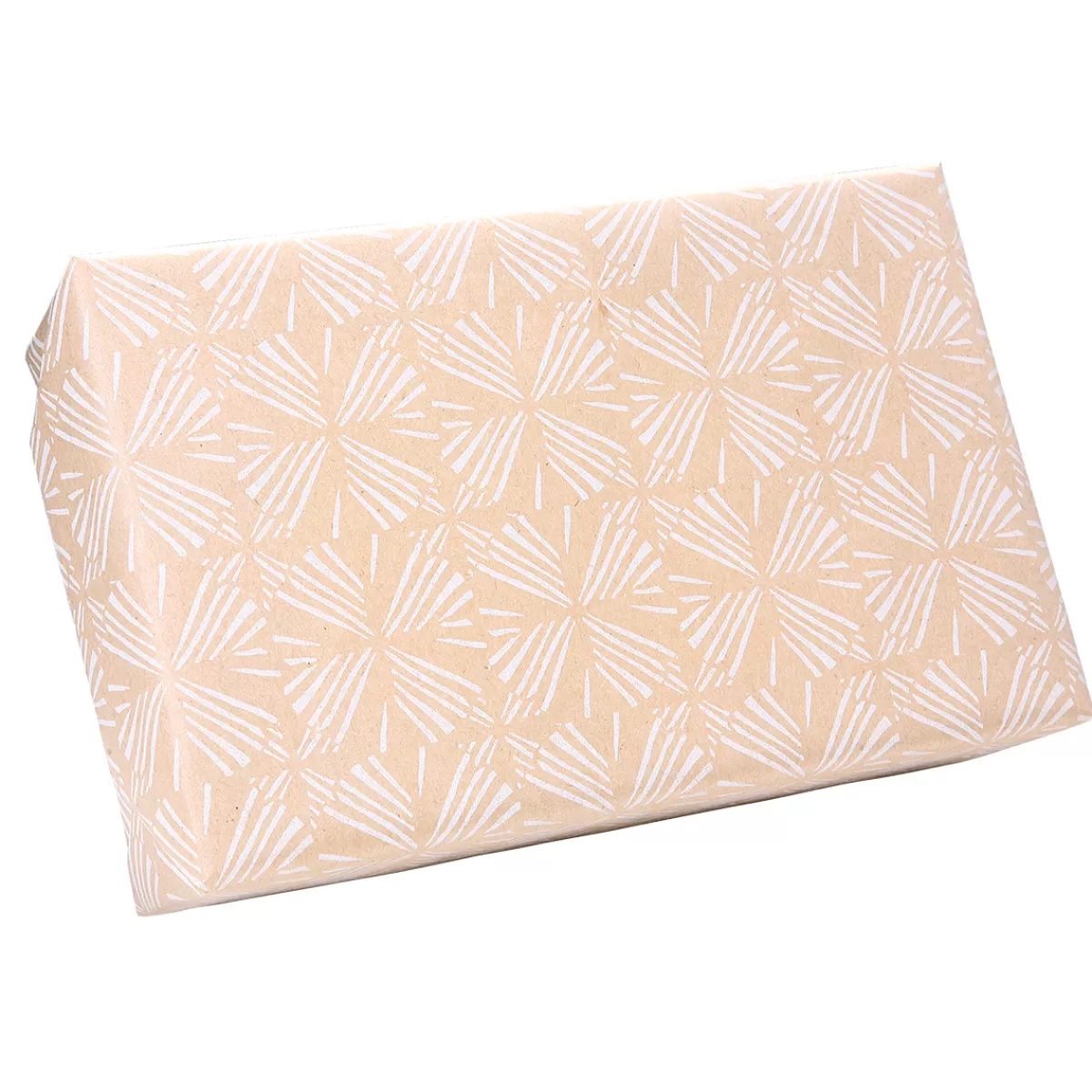 DecoWoerner Papier Kraft Recyclé Avec Motifs Géométriques Blancs - Rouleau De 50 M De Papier Cadeau