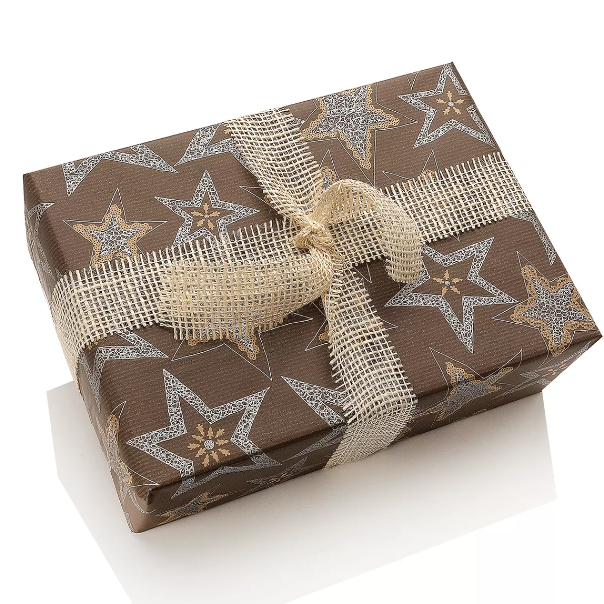 DecoWoerner Papier Kraft Recyclé Brun Foncé Avec étoiles Argentées - Rouleau De 50 M De Papier Cadeau