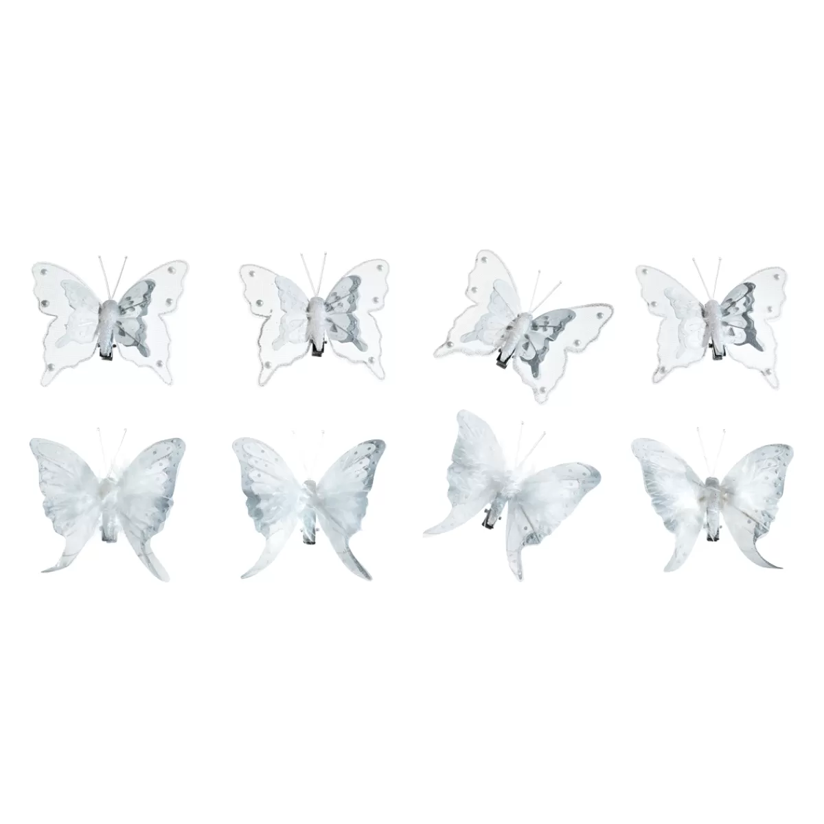 DecoWoerner Papillons En Plumes Set De 8 Pièces Avec Clip 8 Cm Ø