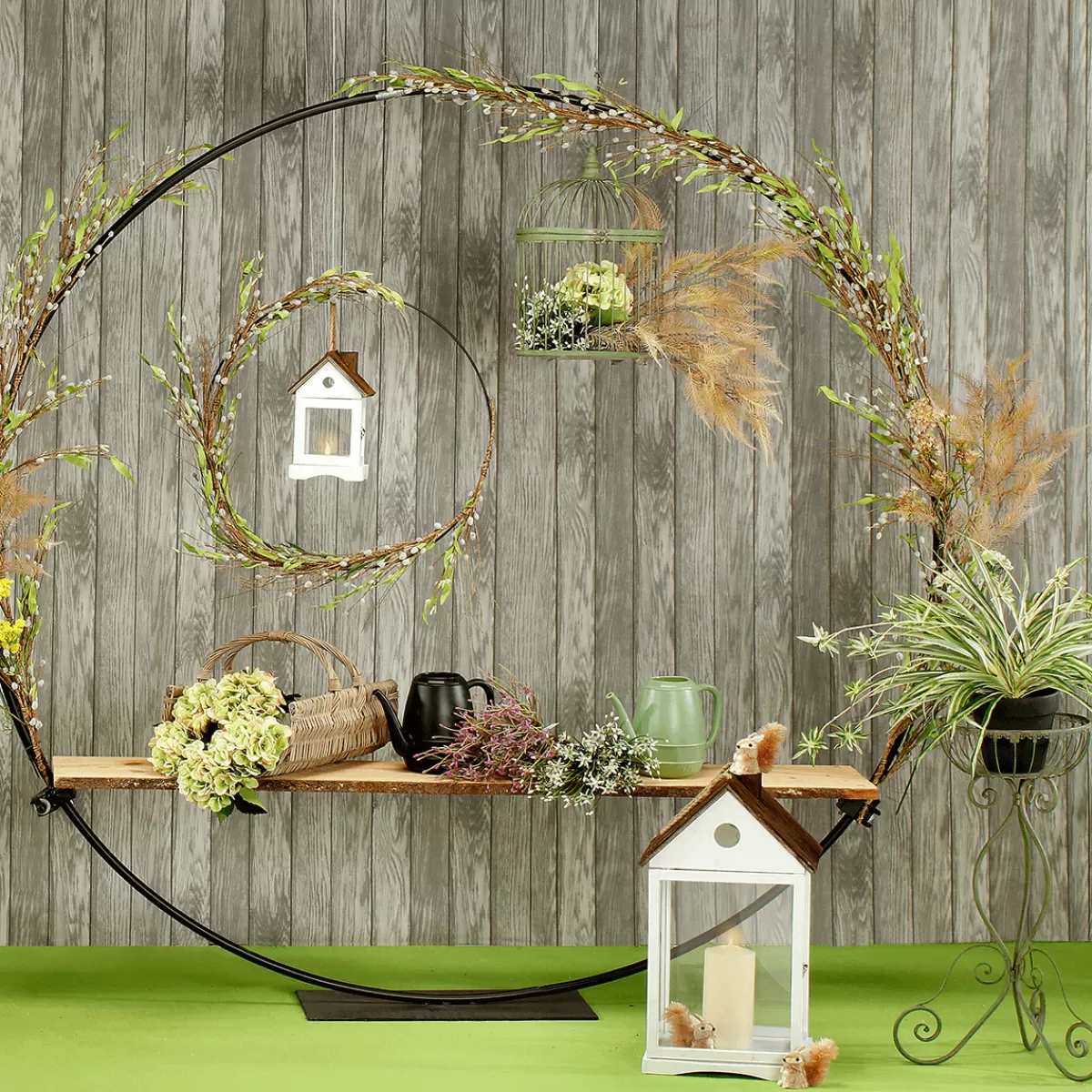 DecoWoerner Photophore Lanterne Maisons En Bois Set 3 Pièces Marron