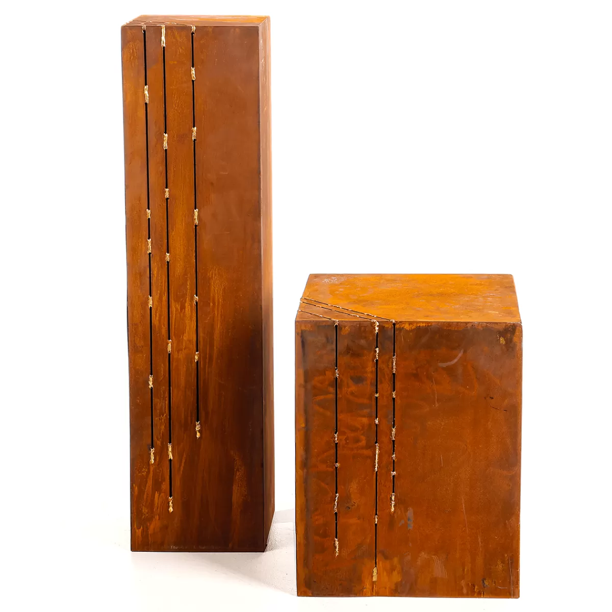 DecoWoerner Podium Décoratif Surface Rouille Noble Patine Brune 100 Cm De Haut