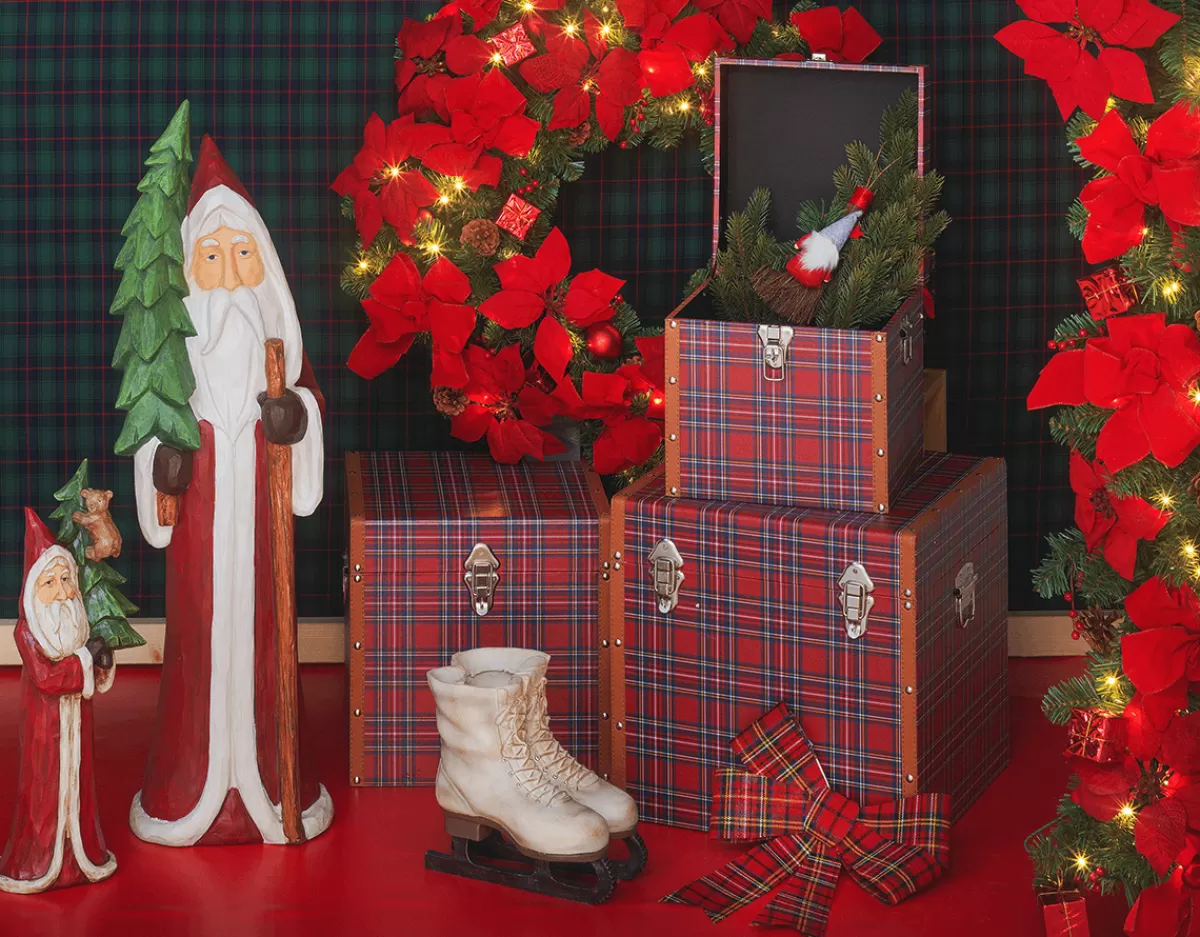 DecoWoerner Père Noël Peint D'après Nature En Imitation Bois 51 Cm