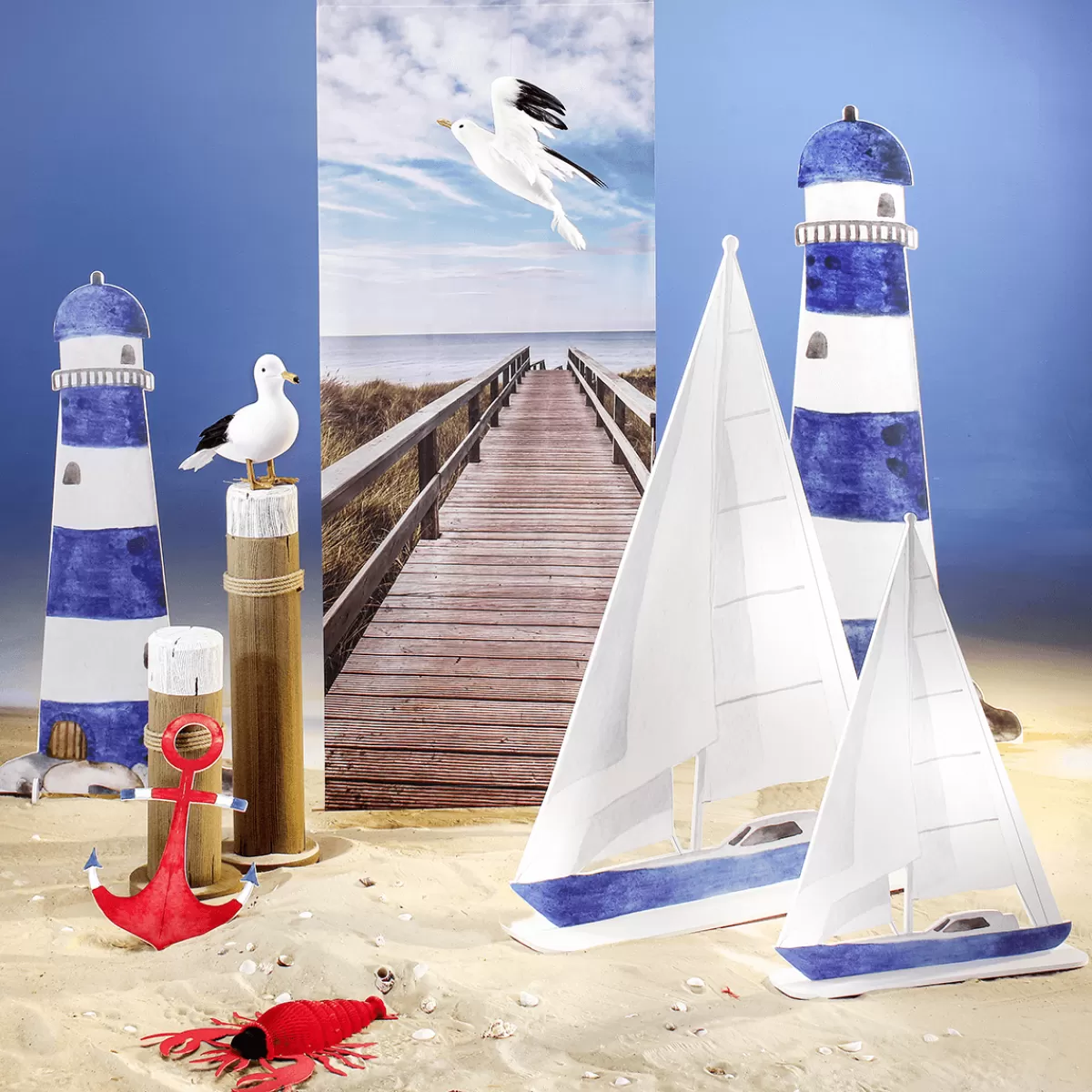 prsentoir_phare_bleu_et_blanc_59_x_120_cm_3.webp DecoWoerner Présentoir Phare Et Blanc 59 X 120 Cm