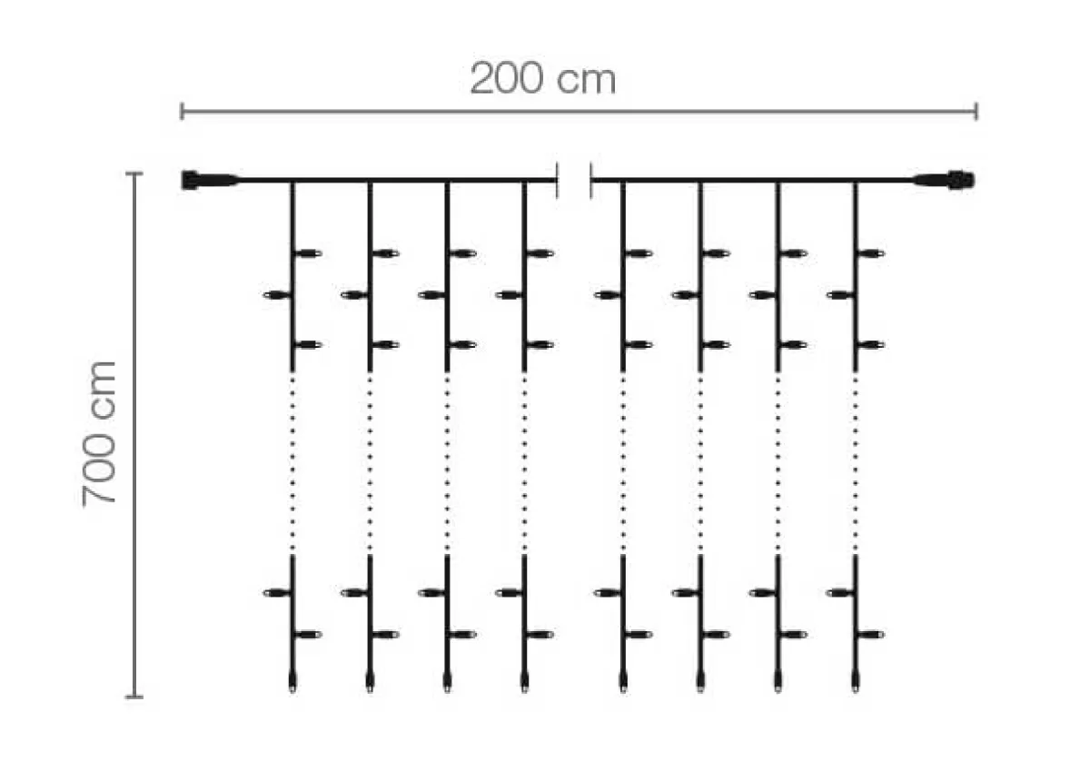 DecoWoerner Rideau Lumineux Professionnel à LED Système IP20, 1400 LED, 700 X 200 Cm, Sans Cable