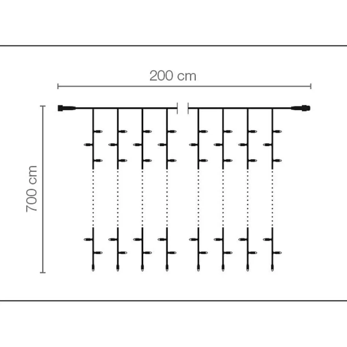 DecoWoerner Rideau Lumineux Professionnel à LED Système IP20, 1400 LED, 700 X 200 Cm, Sans Cable