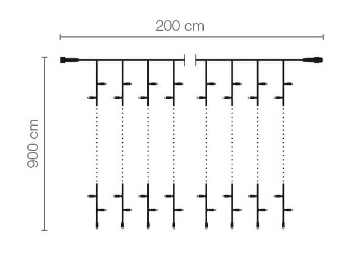 DecoWoerner Rideau Lumineux Professionnel à LED Système IP20, 1800 LED, 900 X 200 Cm, Sans Cable