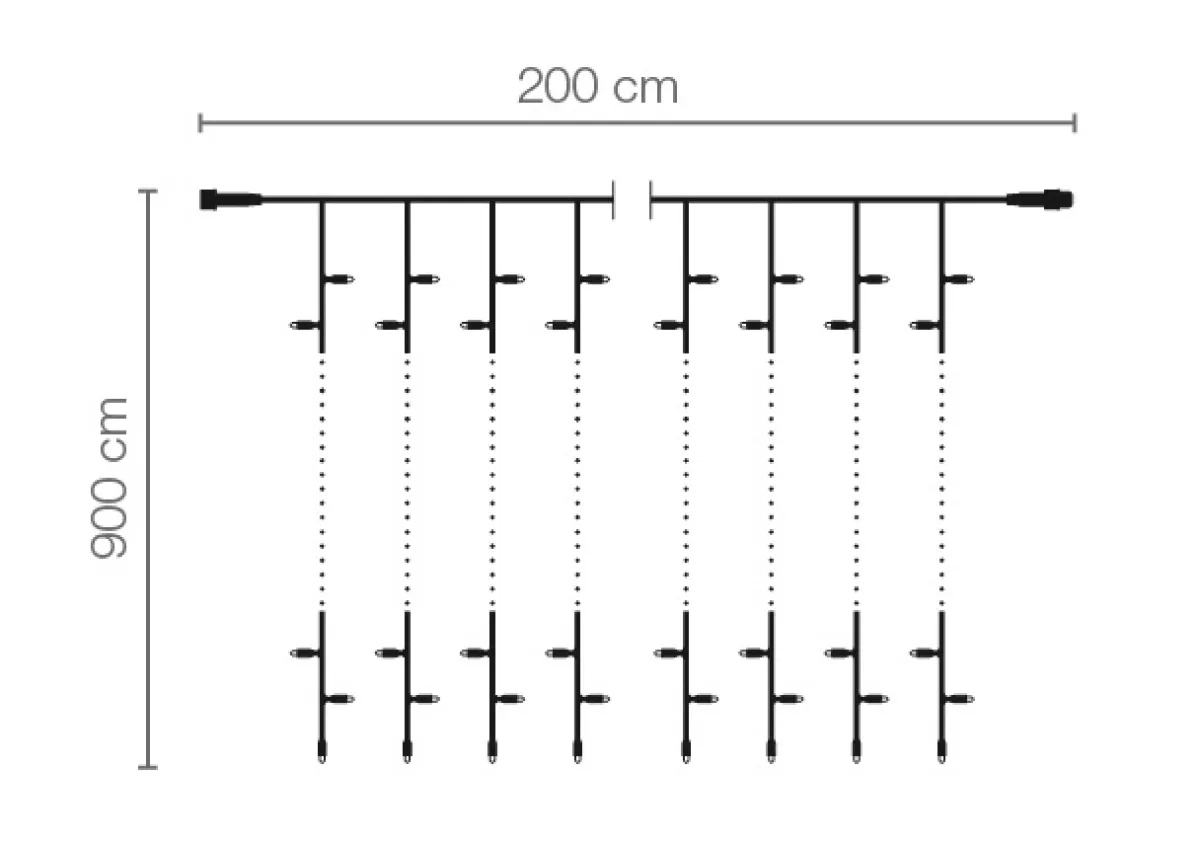 DecoWoerner Rideau Lumineux Professionnel à LED Système IP20, 1800 LED, 900 X 200 Cm, Sans Cable
