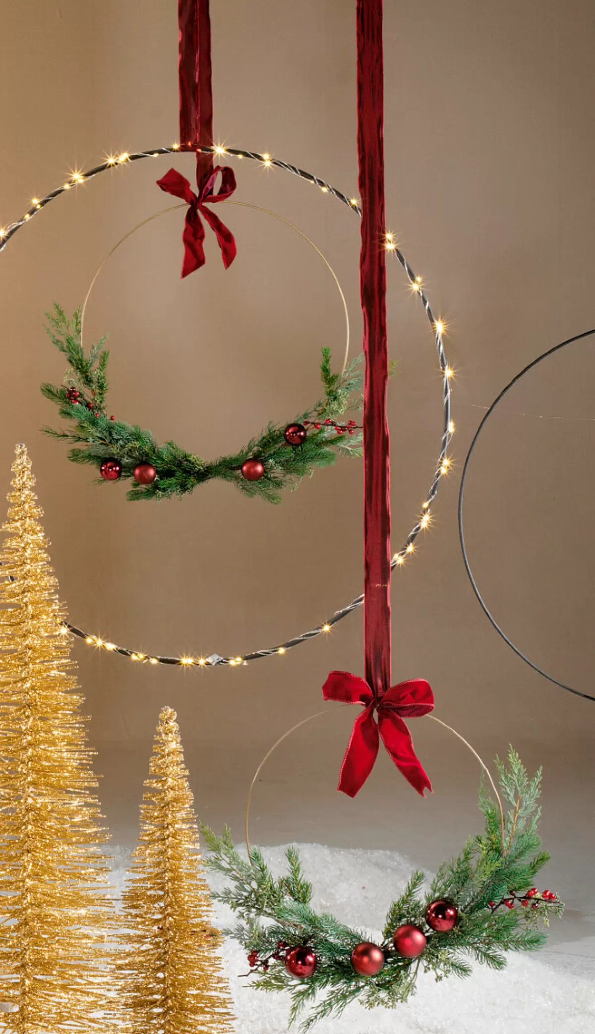 DecoWoerner Ruban En Tissu Av. Bord En Fil De Fer, Bordeaux, Larg. 40 Mm