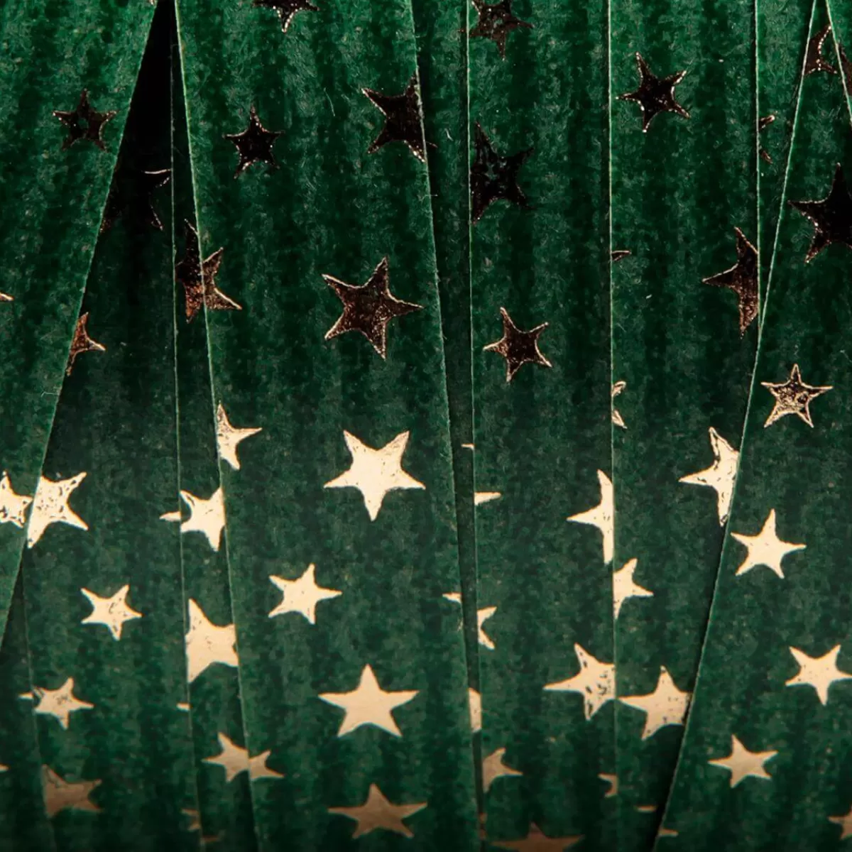 DecoWoerner Ruban Poly à Friser "Étoiles", 10 Mm, 100 M, Sapin