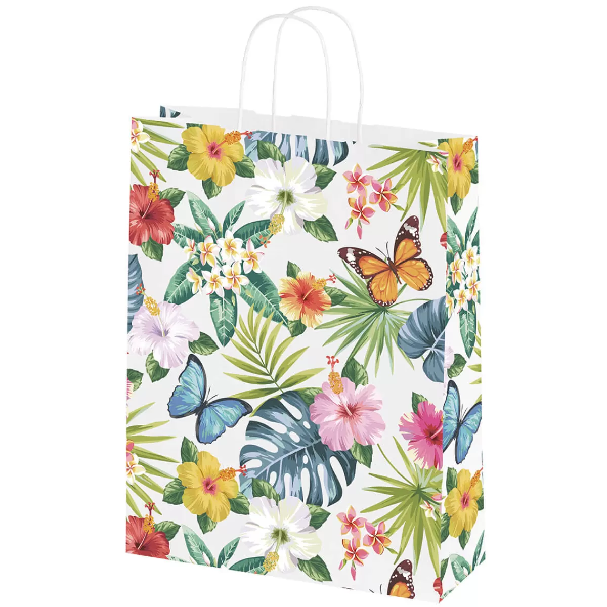 DecoWoerner Sac En Papier Kraft "Tropical" 28 X 22 X 10 Cm