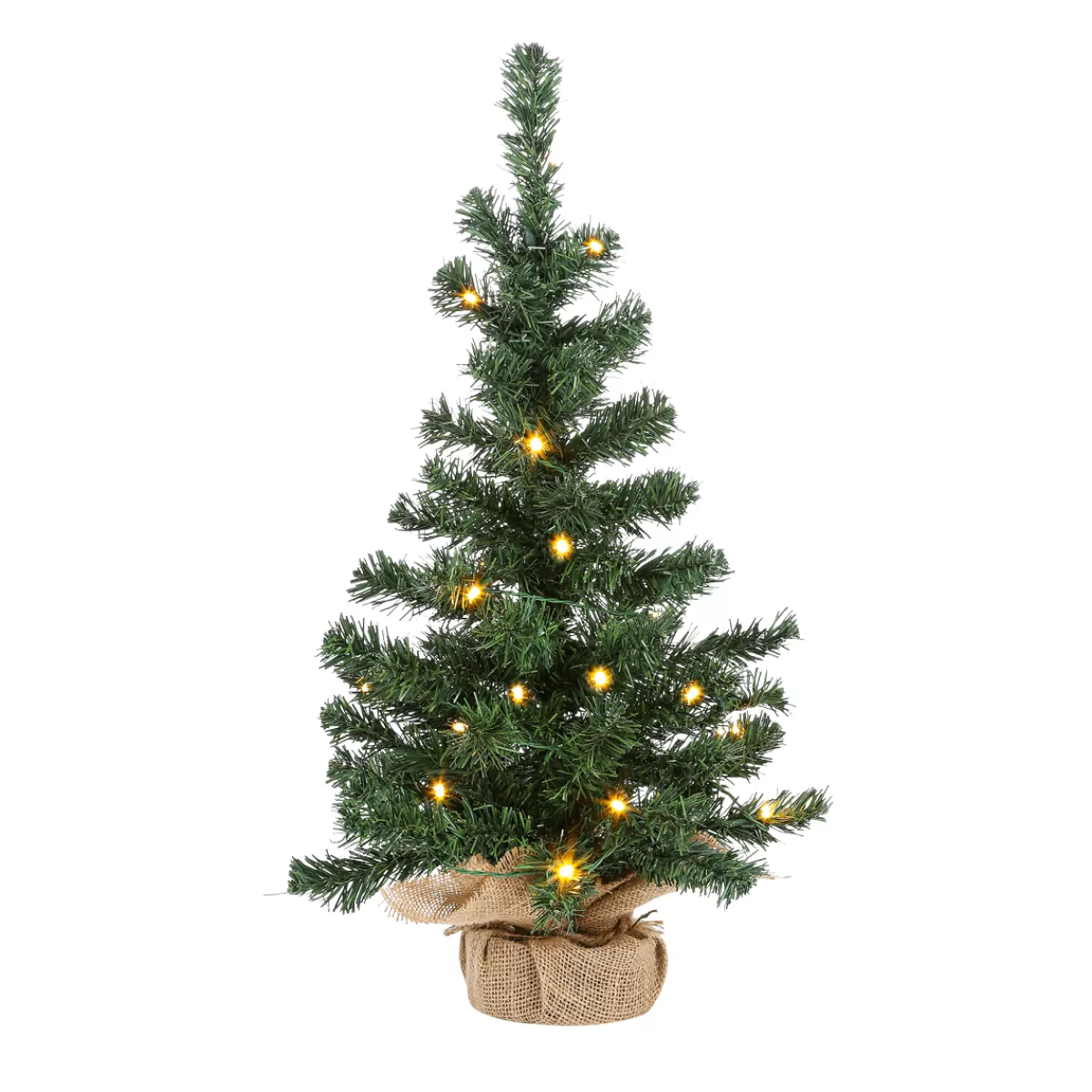 DecoWoerner Sapin Décoratif Avec LED Et Sac En Jute 60 Cm