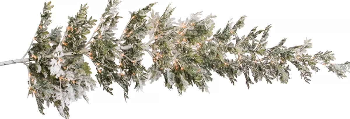 DecoWoerner Sapin De Noël Artificiel Suspendu Cèdre Avec Aiguilles Givrées Et LED 300 Cm