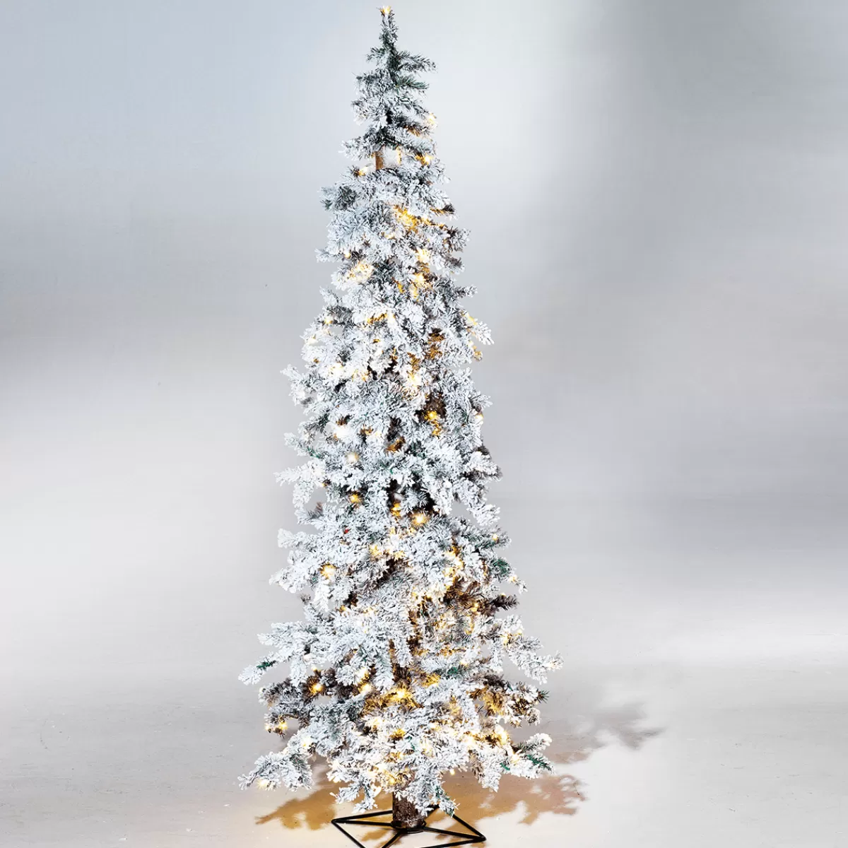 DecoWoerner Sapin D'hiver, Sapin Artificiel En Luvi Enneigé Avec Lumière LED, 210 Cm