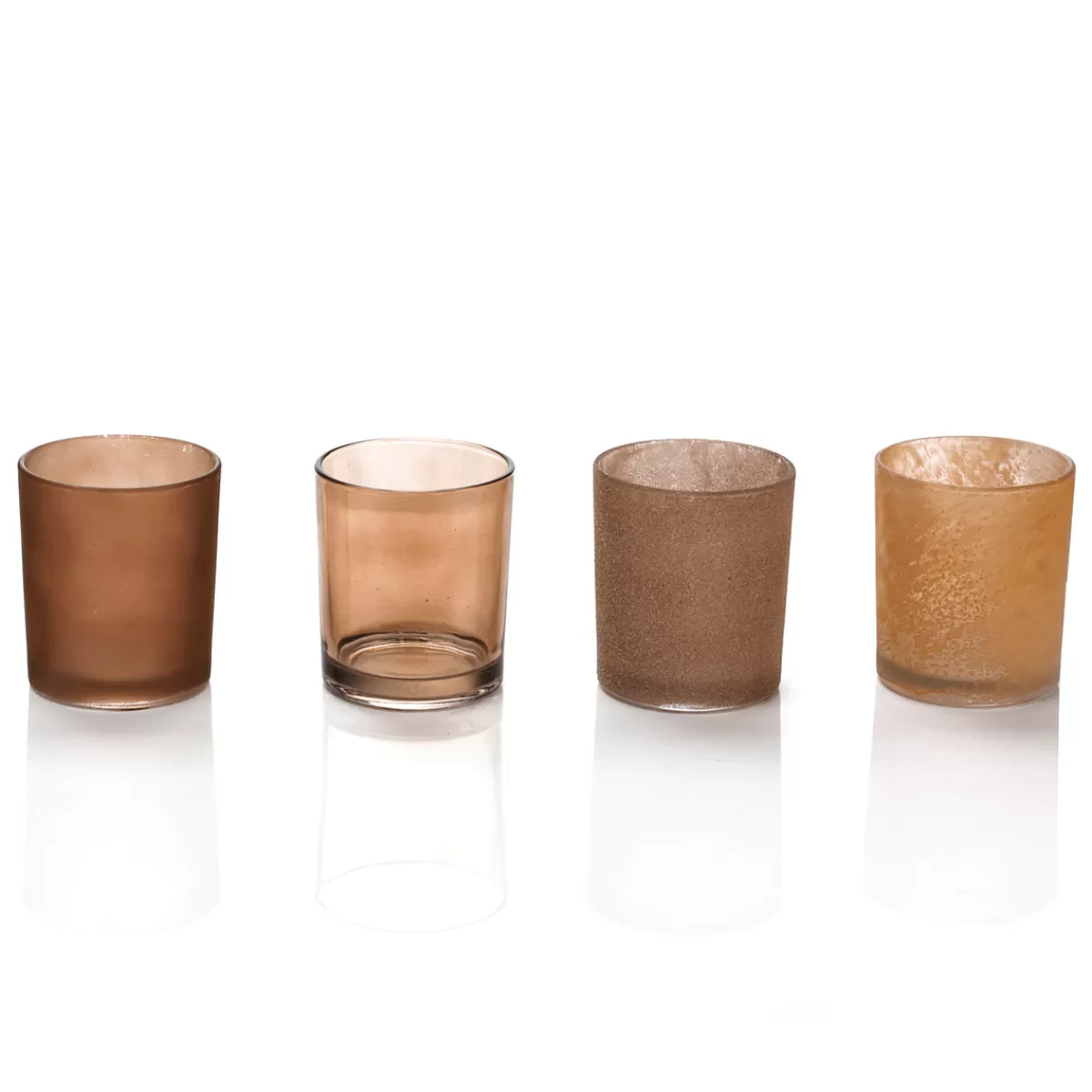 DecoWoerner Set De 4 Porte-bougies à Réchaud En Verre Brun 7 X 8 Cm