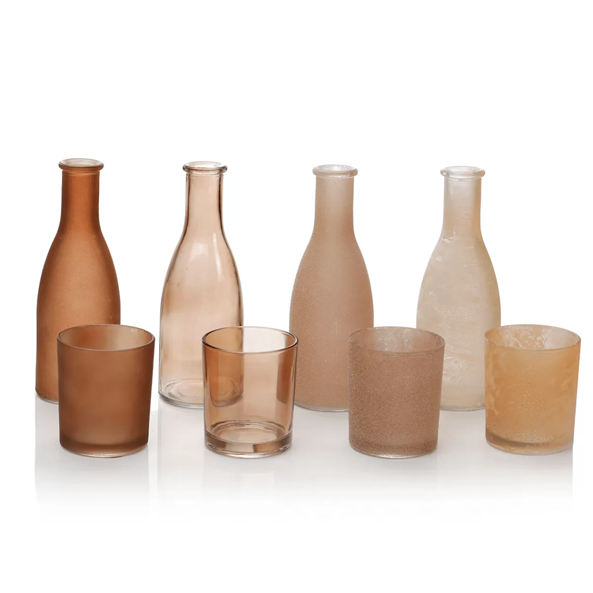 DecoWoerner Set De 4 Porte-bougies à Réchaud En Verre Brun 7 X 8 Cm