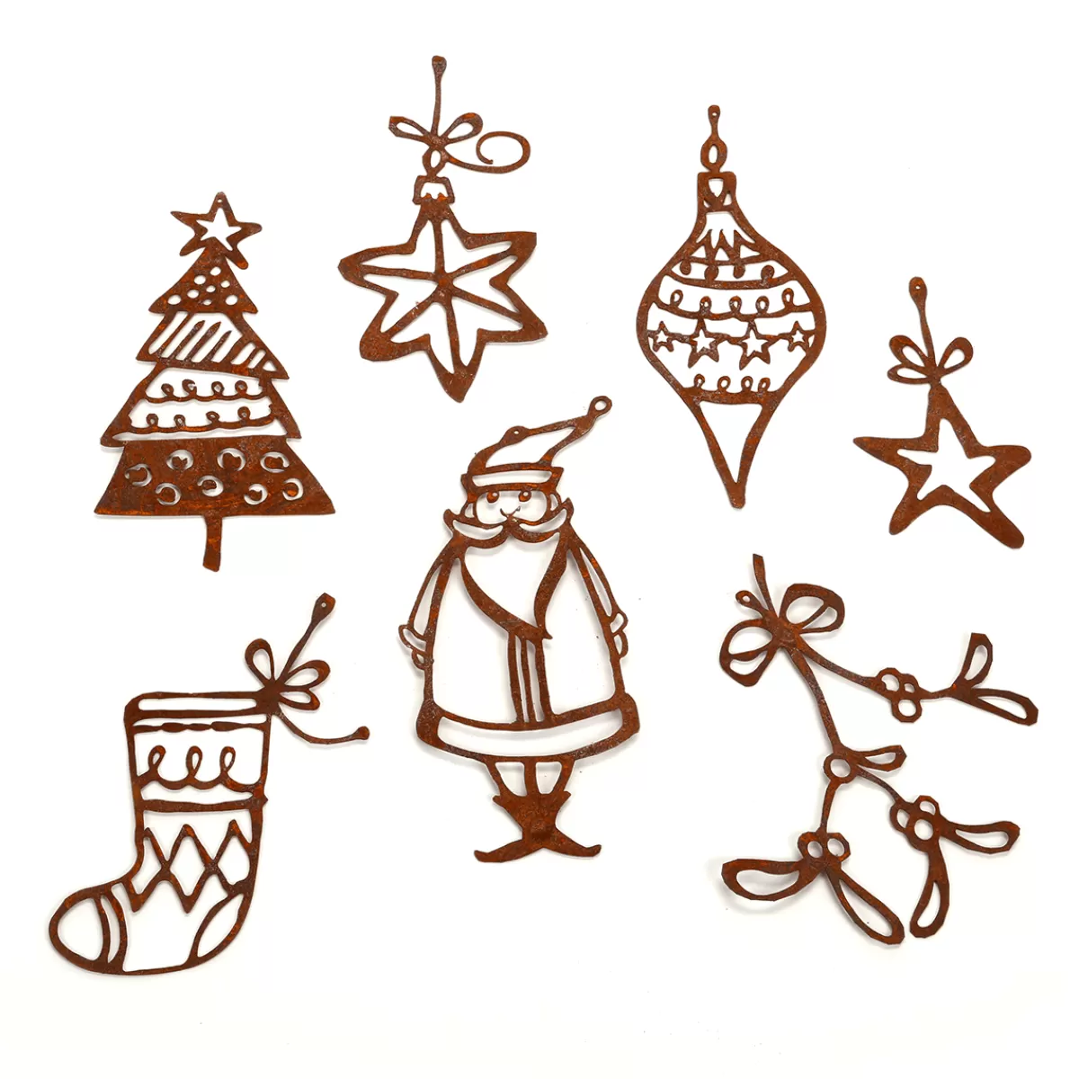 DecoWoerner Set De Suspensions De Noël, Surface Rouille Noble 7 Pièces