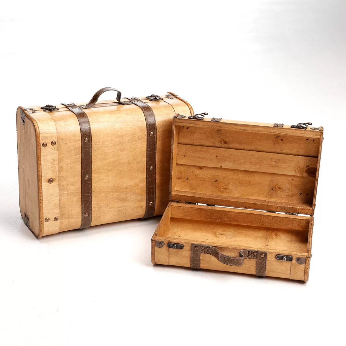 DecoWoerner Set De Valises Décoratives 2 Pièces 18 X 29 X 40 Cm Beige