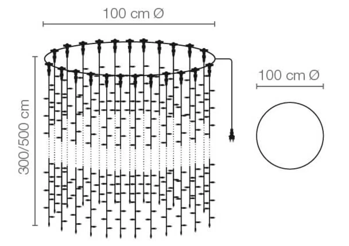 DecoWoerner Suspension Chaîne Lumineuse à LED 24V Pour L’int., 1200 LED, 500 X 100 Cm