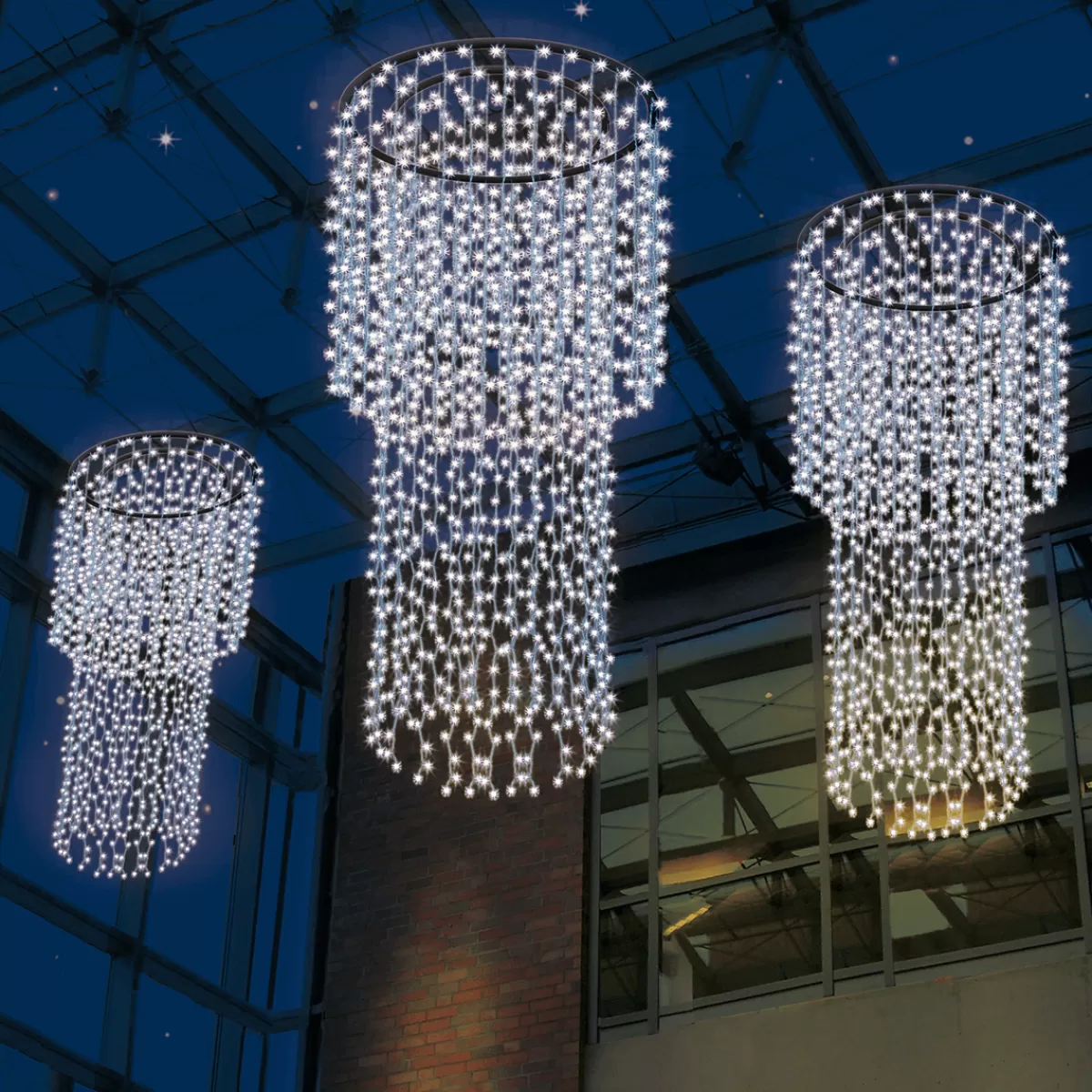 DecoWoerner Suspension Chaînes Lumineuses LED, Lumière he, 300 Cm, Ø 65 Cm