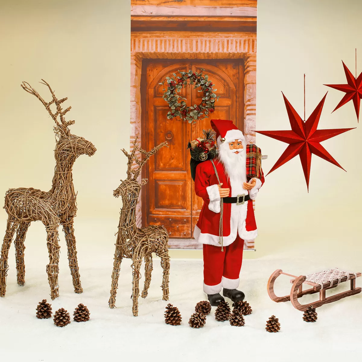 DecoWoerner Traîneau En Bois Décoratif 40 X 14 X 9,5 Cm