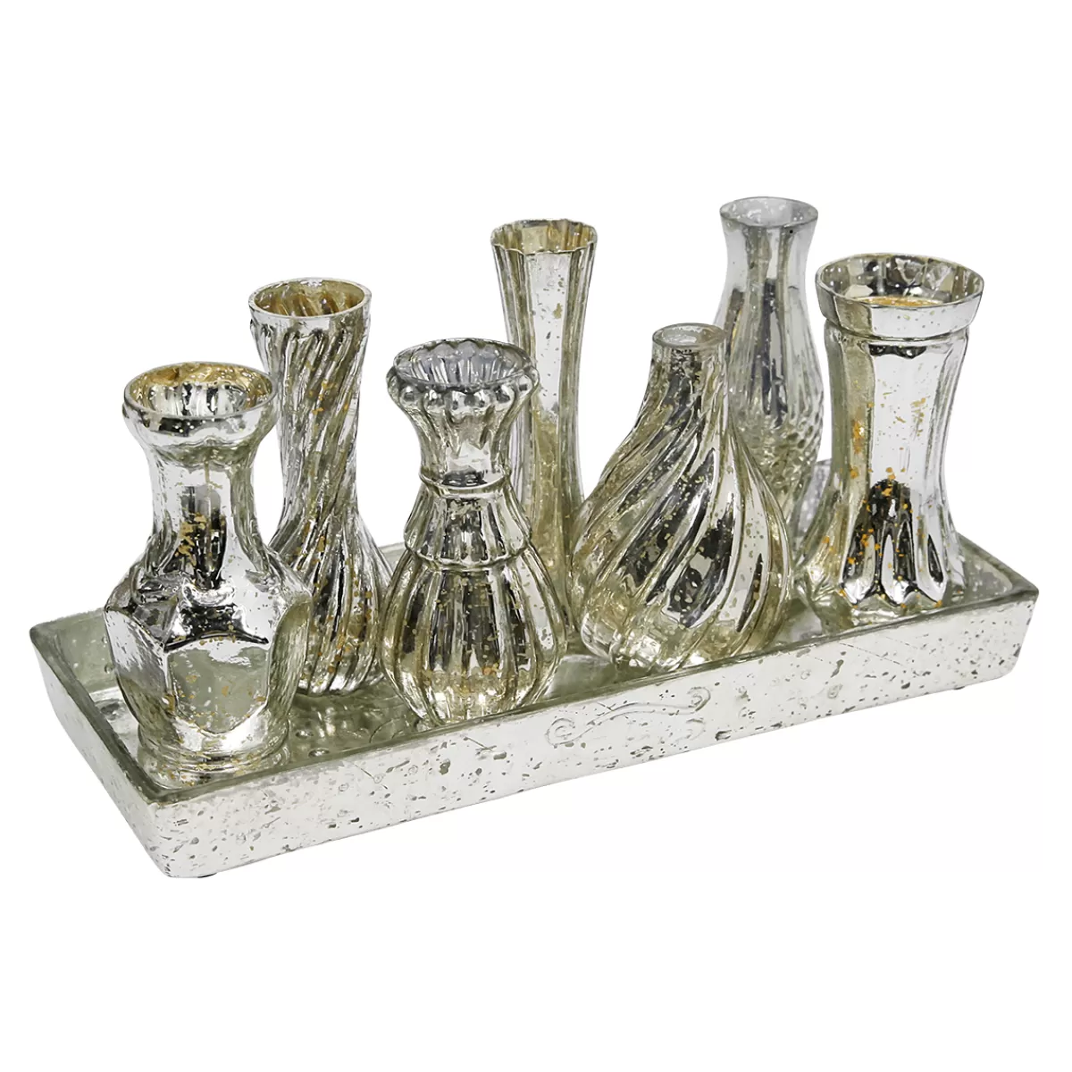 DecoWoerner Vases En Pour Décoration De Table Avec Plateau, 8 Pièces