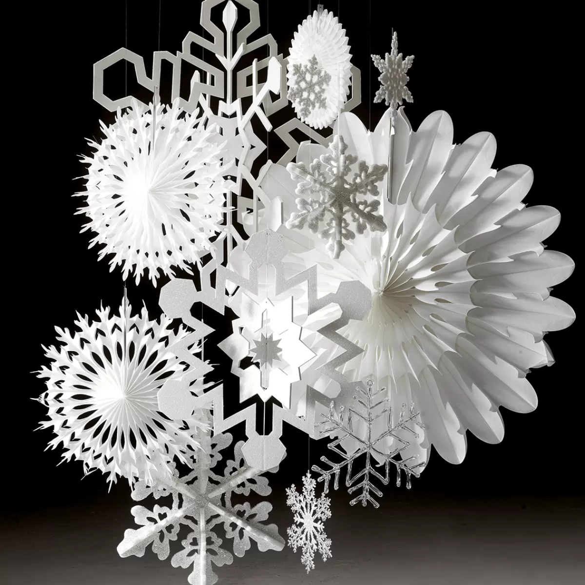 DecoWoerner Éventail Décoratif 50cmØ Papier B1 Flocon De Neige