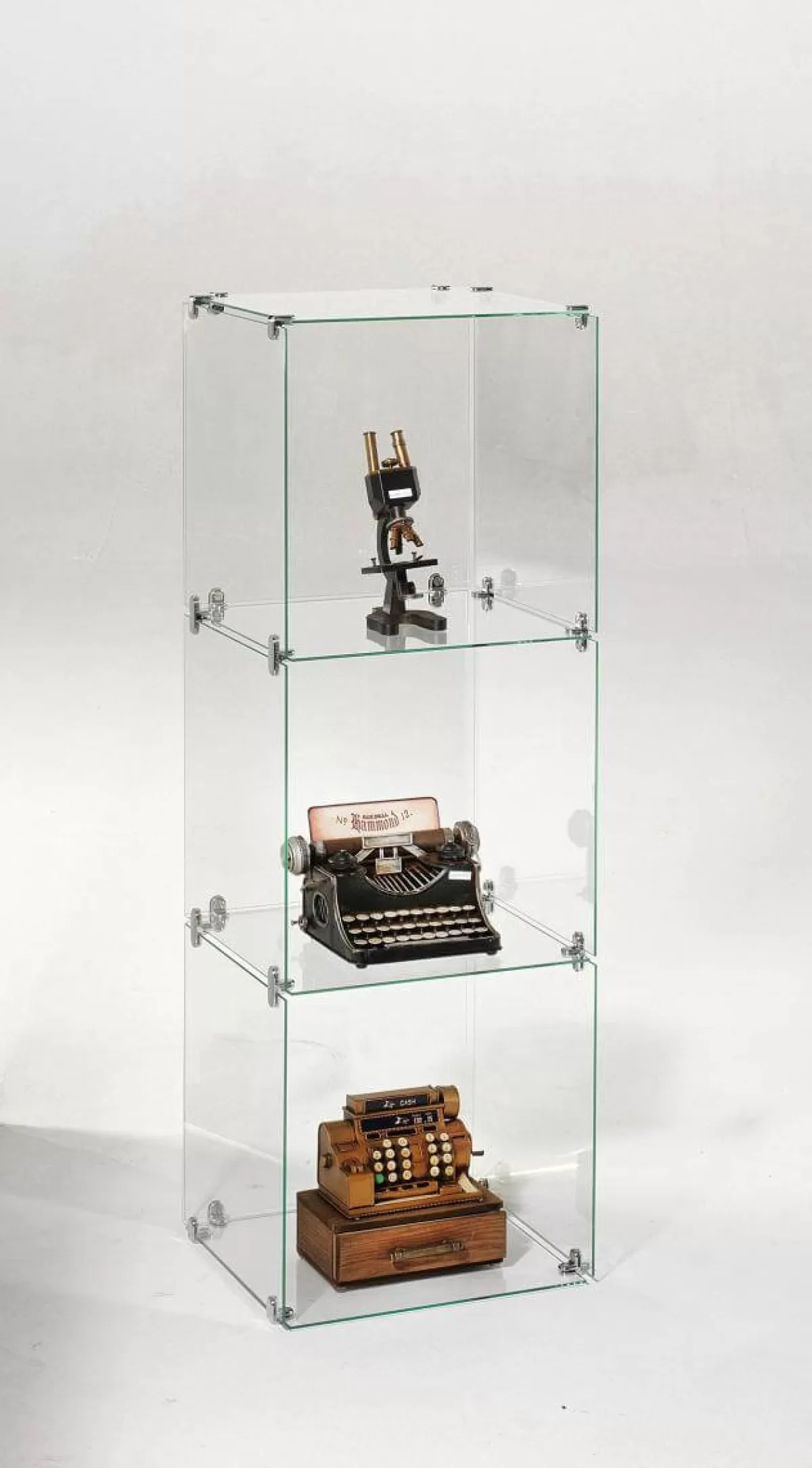 DecoWoerner Vitrine En Verre Cube à Monter Soi-même, Avec Panneaux Arrière, Haut. 124 Cm