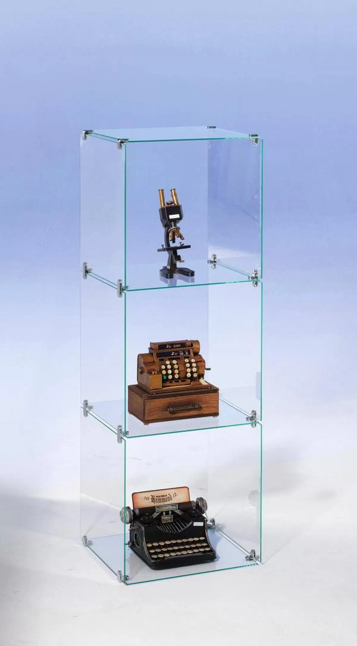 DecoWoerner Vitrine En Verre Cube à Monter Soi-même, Sans Panneaux Arrières, Haut. 124 Cm