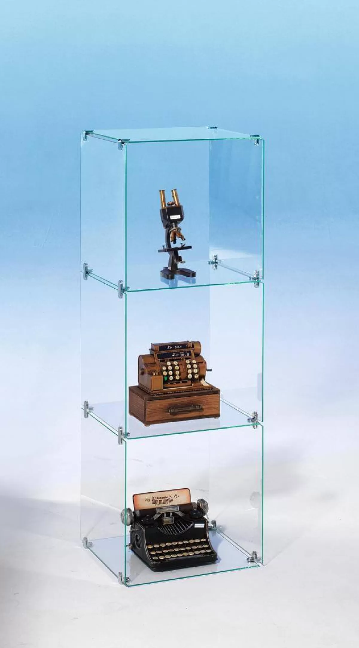 DecoWoerner Vitrine En Verre Cube à Monter Soi-même, Sans Panneaux Arrières, Haut. 124 Cm